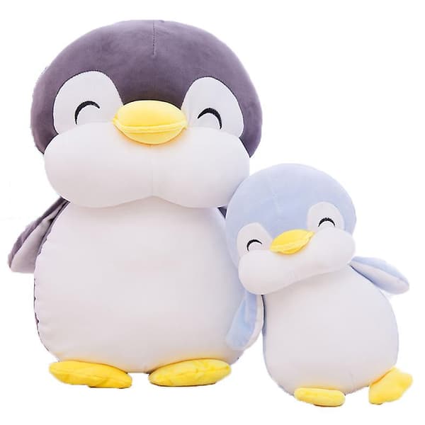 Plushpinguiner Stuffetøy, Myk Pinguin Plush Dukke Gave Pute (Grå, 30 cm)