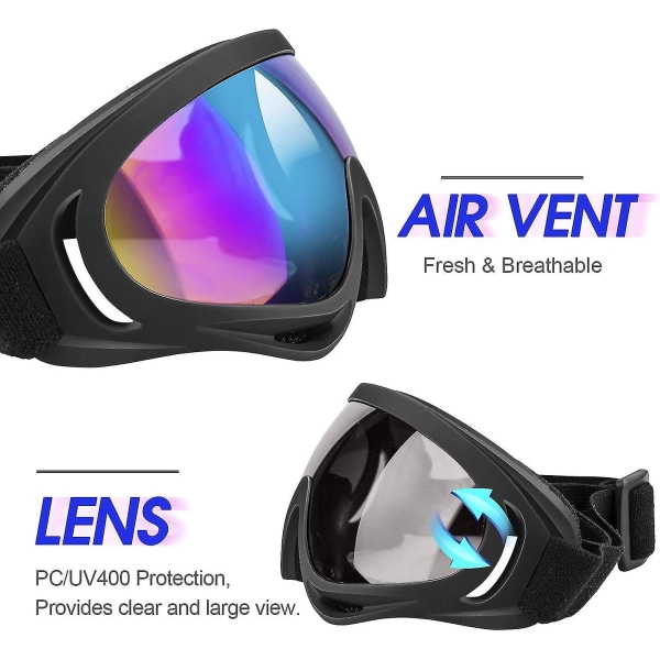 Skidglasögon, Wruas 2-pack Skidåkning Snowboardglasögon för Wruas Barn Män Kvinnor Pojkar Flickor, Wruas Uv400 skydd
