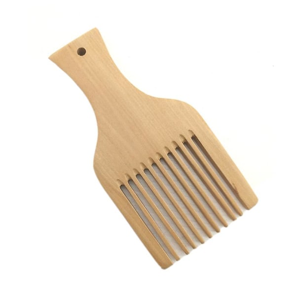 Träkam och hårval - Naturligt trä volymgivande och stylingverktyg för tjockt, grovt, lockigt hår - Icke-statisk kam för afro och skägg - Lång tandborttagning