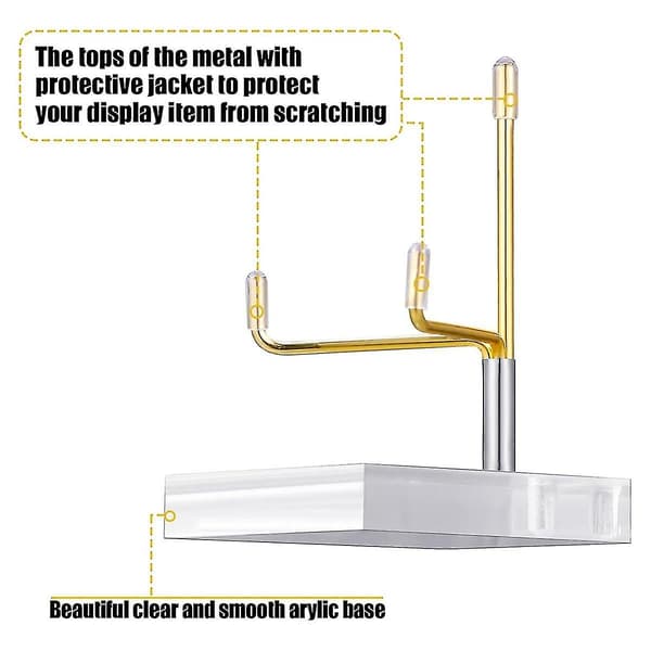 4 ställbara metallarmsdisplayställ med akrylbas Rock Display Easel Holder Akryl Easel Silver