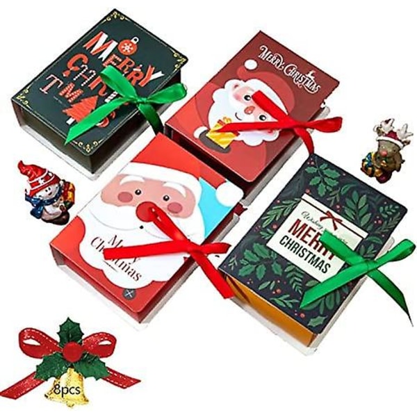 8-pack julfest-favoritkartonger, små presentförpackningar, godisjulpresentförpackningar