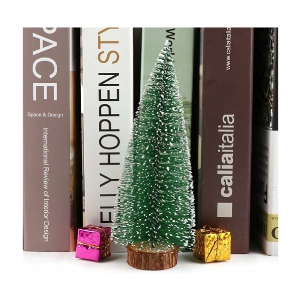 Mini juletræ, 4 stykker kunstigt juletræ, miniature flaske børstetræ, perfekt til julefest hjemmeindretning