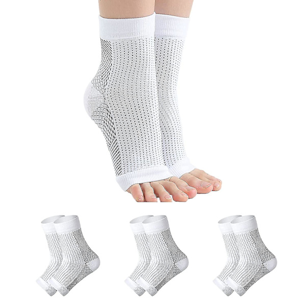 3 par neuropatiska strumpor, lindrande strumpor för neuropatiska smärtor, kompressionsstrumpor för seninflammation, plantar fasciit, neuropati (S M, vit)