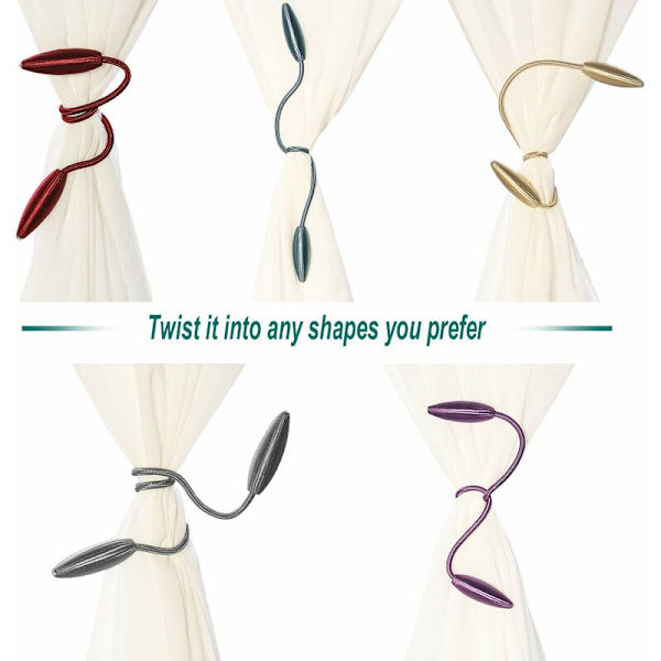 Stykke DIY Twist Curtain Tiebacks Clips Kreativt dekorativt vinduesdrapering Twist Tiebacks Gardiner Holdback (grå)