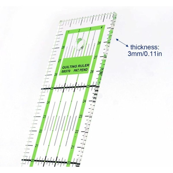 Sammenføjnings lineal, præcis transparent sy lineal, godkendte sy specifikationer, to-tone tøj design (30cm)