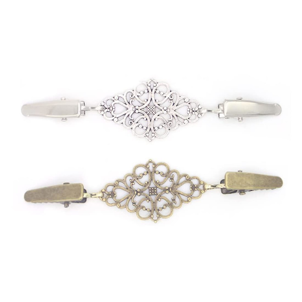 2-pack vintage kofta pullover skjortekjole krave and clip til elegante kvinder metallisk