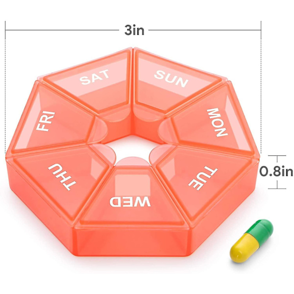 Veckovis pillerorganisatör, 2-delad bärbar pillerbox pillerbox orange