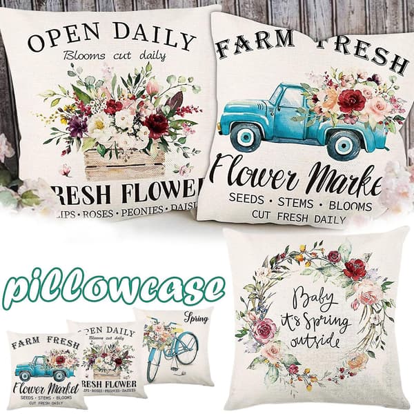 Vårfloral Kuddfodral med Glitter för Soffa, Kuddfodral för Heminredning
