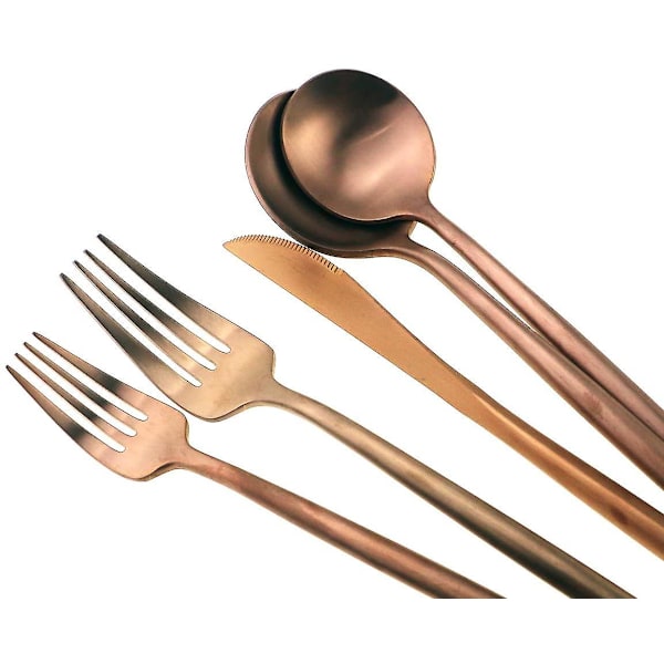 Matt roséguld bestickset, 5-delat set 18/10 rostfritt stål