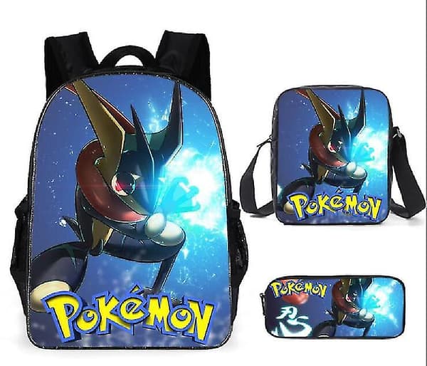 Fick-Pikachu 3-delat set skolväska ryggsäck