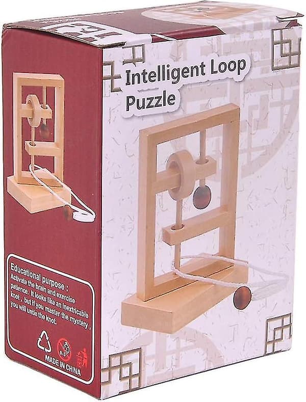 3D Trä Trådning Rep Loop Pussel Luban Lås Hjärngympa Spel Vuxna Barn