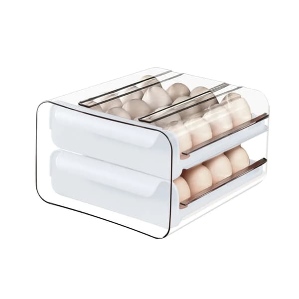 2-pack dubbelskikts kylskåpsägglåda ägglåda äggbricka 32-äggs förvaringslåda kylskåpsorganisatör