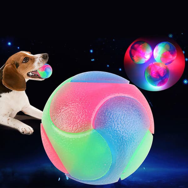 Led Lysende Kat og Hund Bold Blinkende Elastisk Molar Bold Lysende Hvalp Interaktivt Legetøj Au