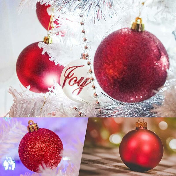 Julgranskulor, 36 stycken 4 cm plastjulgranskulor, julgranskulor, röda julgranskulor, julgransdekorationer