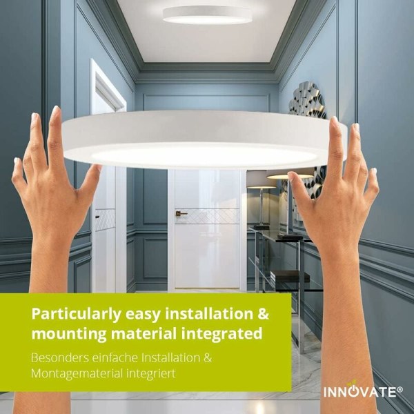 LED taklampa med rörelsesensor för balkong garage hall entré enkel att installera taklampa 6000K kall vit, 1200LM, rund, Ø22CM vit