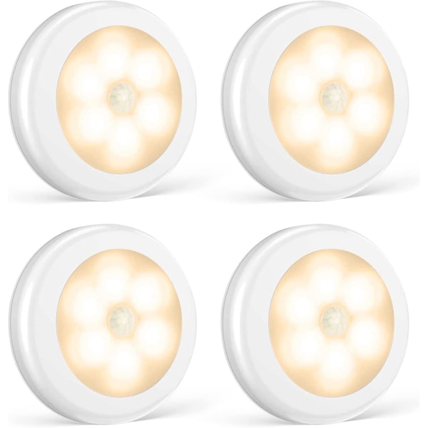 2024, 4-pak LED-klæbepind, LED-bevægelsessensorlys med magnetisk base (batteridrevet) (automatisk batteri