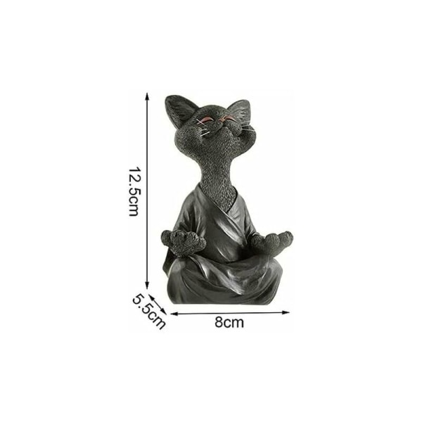 Set med 3 mediterande kattstatyer - Happy Cat Buddha Shape - Zen Cat Staty för meditation eller yoga - Avkopplande skulptur för hem eller utomhus，