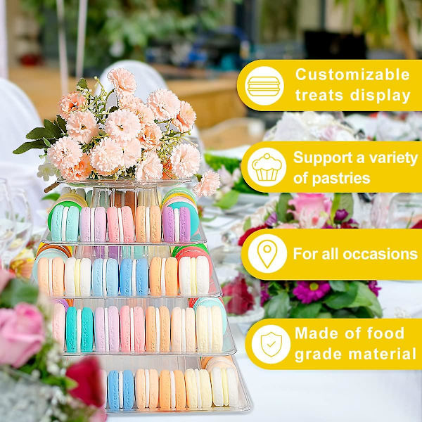6-vånings cupcake-ställ, runt macaron-tornställ, genomskinligt akryl cupcake-displayställ