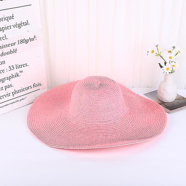 Damer Straw Panama Hat Summer Bred Brätte Fedora Cap Beach Sun Hats