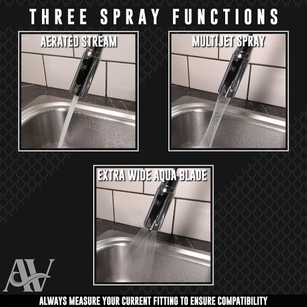 3 Funktionell Kökskran Sprayfäste | 360 Graders Vridbar Kranförlängare för Köksho | Sprayadapter