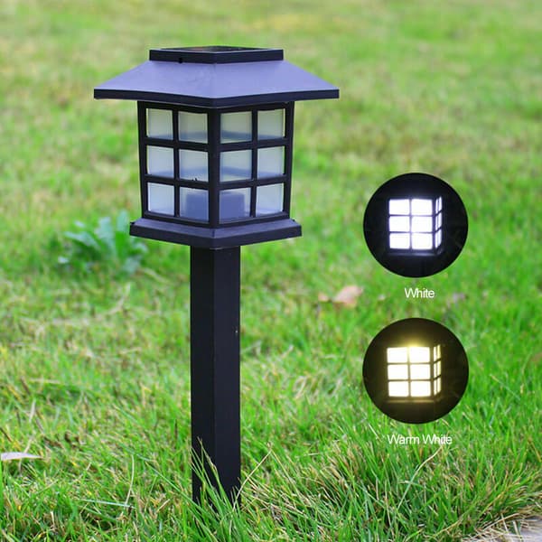 Gräsmatta sollampa, vitt ljus 2 stycken