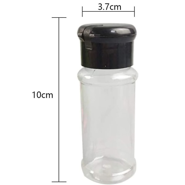 12-pack plastburkar för kryddor med lock, 100 ml kryddförvaringsbehållare flaska kryddburkar för salt och peppar
