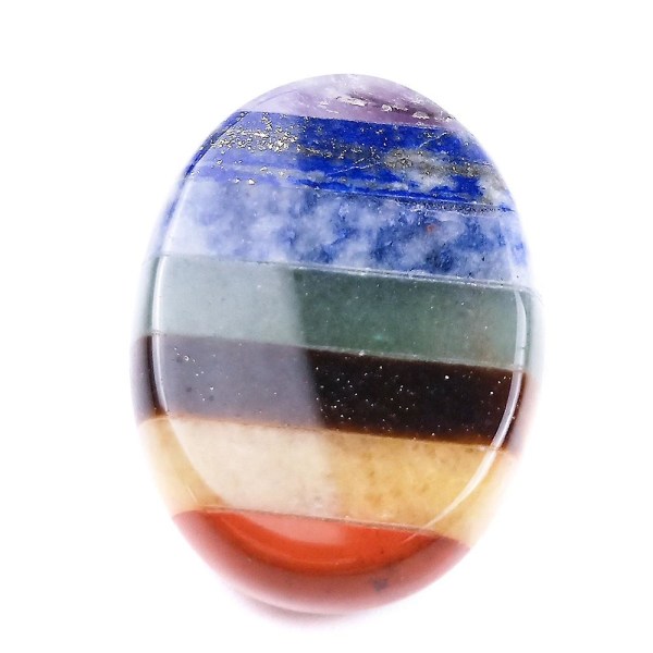 Thumb Anxiety Stone – 7 Chakra Healing Crystal Oval Pocket Palm Stone (regnbåge)