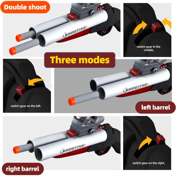 Ny dubbelpipa shotgun shell leksak skum blaster dubbel shot leksakspistol lämplig för åldrarna 8 och uppåt