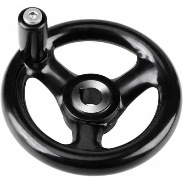 Håndhjul - 3 eger sort rund håndhjul Håndtag Plast håndhjul med roterende håndtag til drejebænk fræsemaskine 12 100 mm