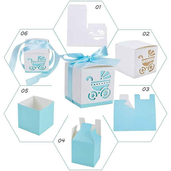 50-pack presentförpackning, presentförpackning för nyfödda dop, festpresentförpackning, presentförpackning med blått bandgodis