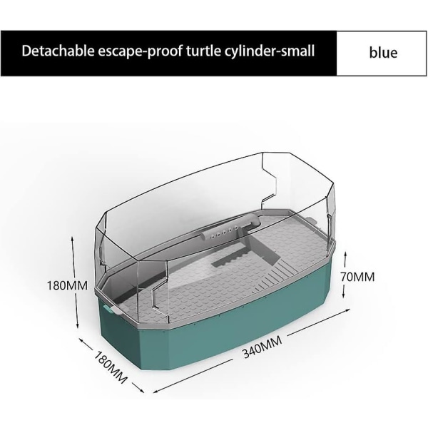 Reptiltank, Glas Sköldpadds Akvarium med Filter, Vattenpump, Gazebo, Separat (Blå-Liten)