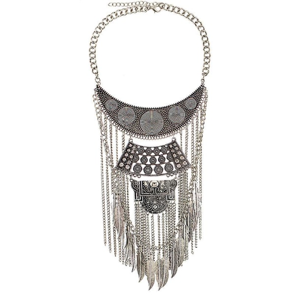 Halsband med choker-hänge, långt choker-halsband, personligt bohemiskt smycke för kvinnor