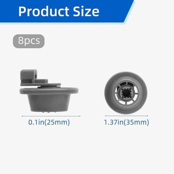 Set med 8 universalhjul för diskmaskinens underkorg (kompatibla med Bosch/Siemens/Neff).