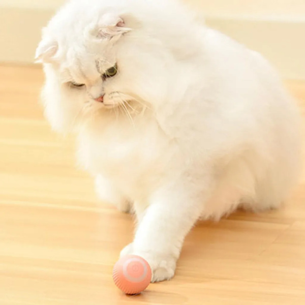 Intelligent Automatisk Rullande Boll Katt Leksak med Capnip, USB Elektrisk Interaktiv Katt Leksak för Inomhus Lek Träning, 4.3cm, Rosa