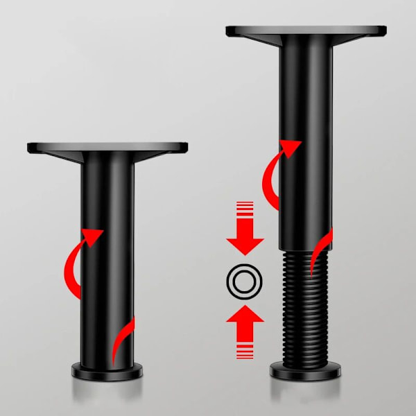 Förlängda justerbara sängbalksstödben, förbättrade golvstödben, 1 stycke plastmöbler (justerbar 15-25 cm)