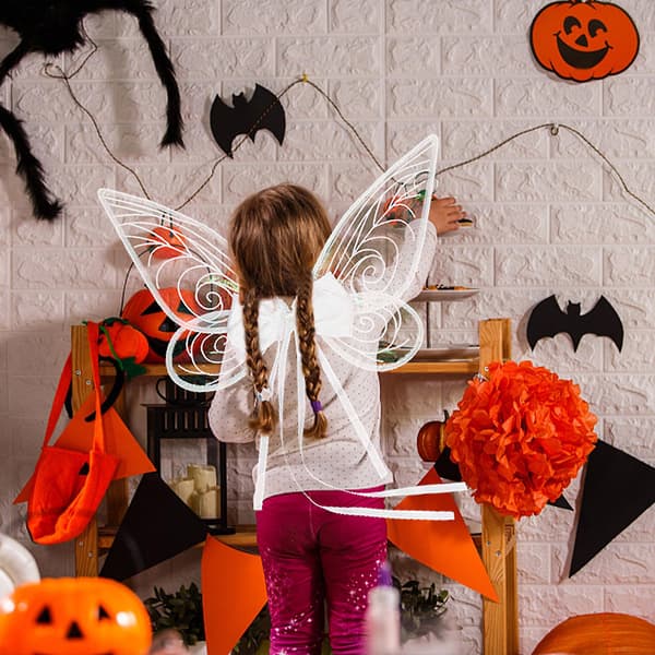 Halloween Cos Färgglada Rosettälvvingar Vit