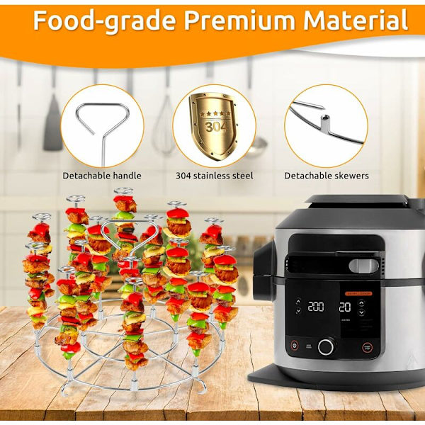 Air Fryer Kebab, Grillställ, Ninja 15-i-1 Tillbehör, Kompatibel med 8-liters Ninja Food/Instant Cooker/Tryckkokare