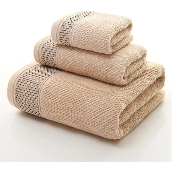 3-delat set med spahanddukar i ren bomull av hög kvalitet, vattentät badhandduk (brun)