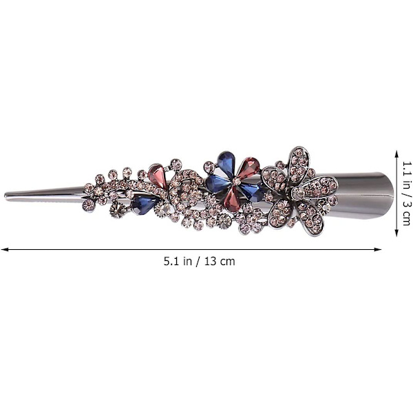 1PCS Rhinestone Duckbill Clip Kvinnors Krokodil Hårklämma Lång Duckbill Clip Näbbklämma (Mörkblå)
