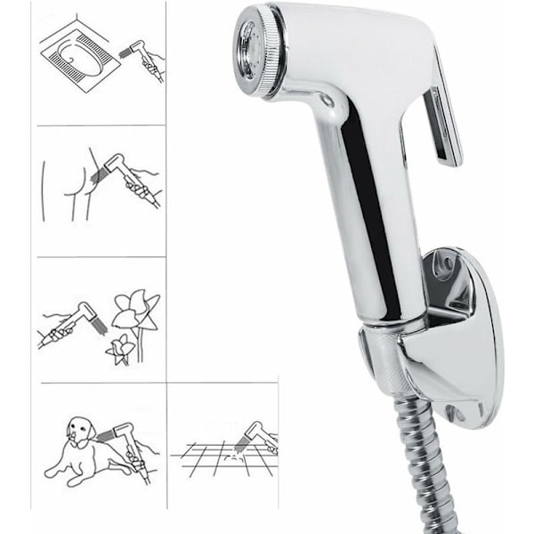 Multifunktionell handhållen duschtoalettbidet duschhuvud med slanghållare och väggfäste för badrum i hemmet