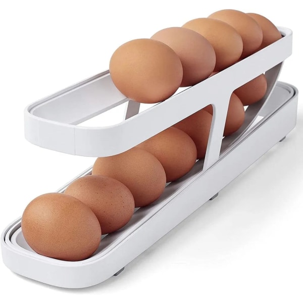 Äggrulle, ägghylla, äggautomat för kylskåp, ägghållare för kylskåp, 2-lagers äggbricka, organizer, äggbricka