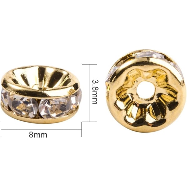 8 mm armbandstillverkning diamantring DIY smycken hantverk (guld) 50 stycken