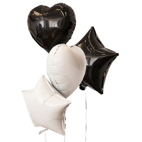 25 set ballongdekorationer 18 tums ballong- och hjärtfolieballonger för festtillbehör (svart hjärta)