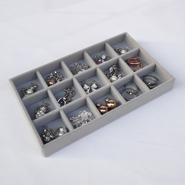 24 fack smyckeskrin - 35 x 24 x 3 cm grå