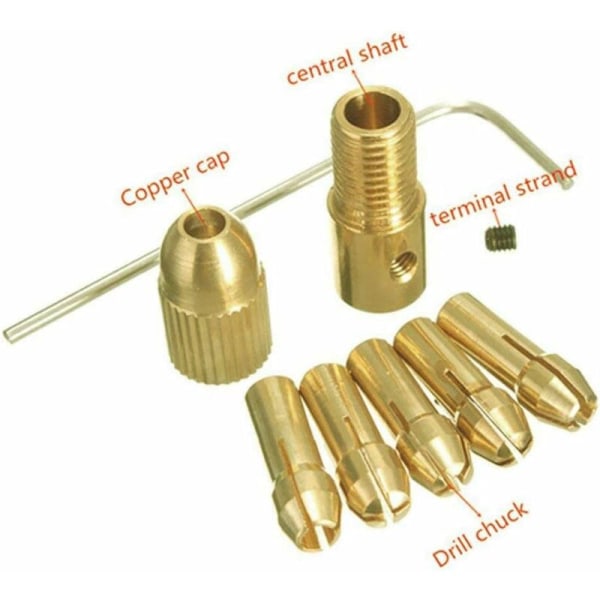 14-delad minispännsats för minidrillchuck-borrchuck-mässingsats spännhylsa för 0,5-3 mm med insexnyckel (2,35 mm 3,17 mm)