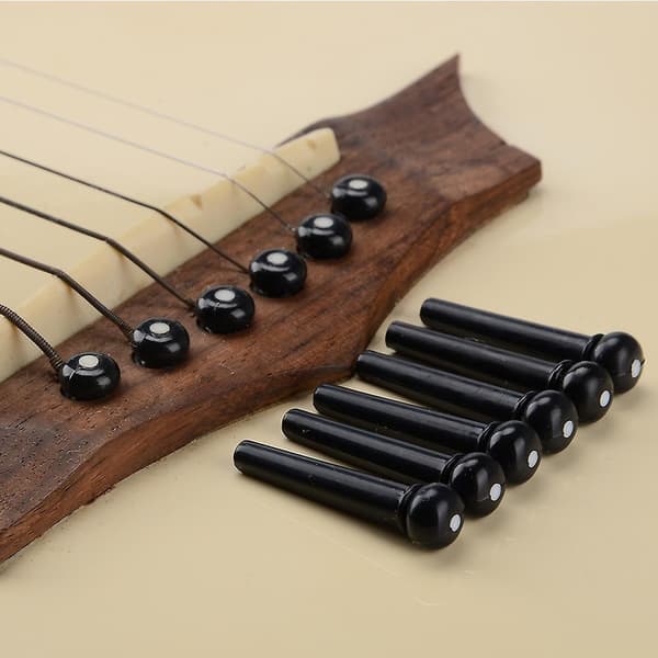 Akustisk gitarr stallpinnar, 6 st benstallpinnar inlagda abalone prick med gitarrpinnar dragare