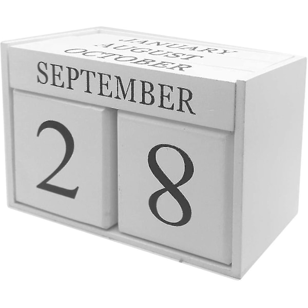 Trä skrivbord block kalender - evig block månad datum display hem kontor dekoration vit