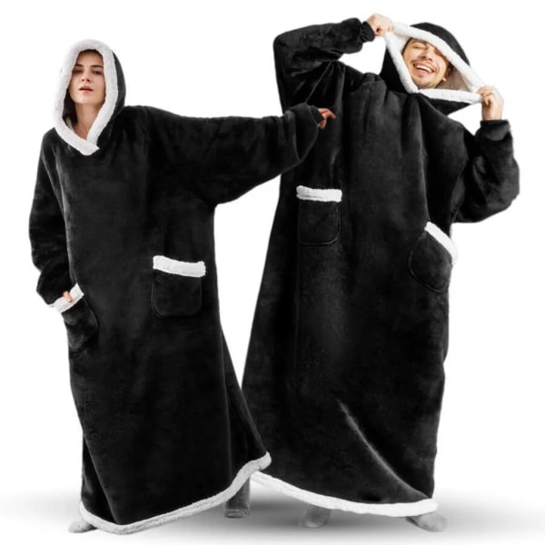 150 cm filt hoodie, hoodie filt med ärmar och huva, mysig filt, fluffig varm tröja, bärbar huva filt