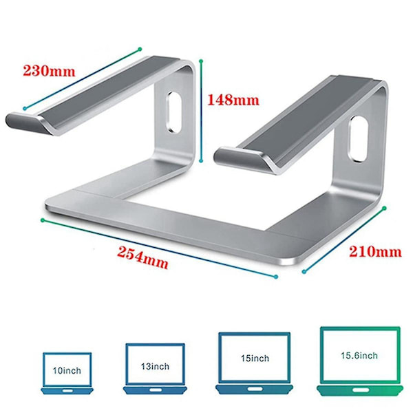 Aluminiumstativ för bärbar dator, stativ för skrivbord, svart