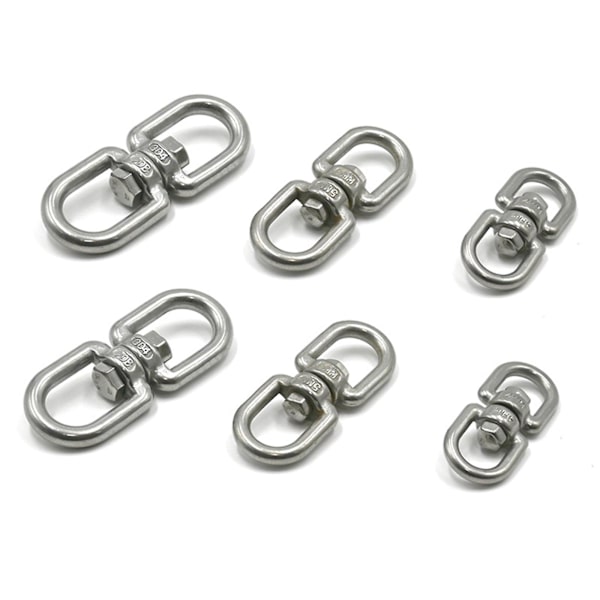 Karaktärsfiskeverktyg nyckelring, silver snurring för camping, M4/m5/m6 rostfritt stål